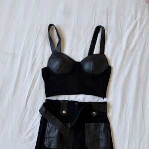 Black Leather Women's Crop Top